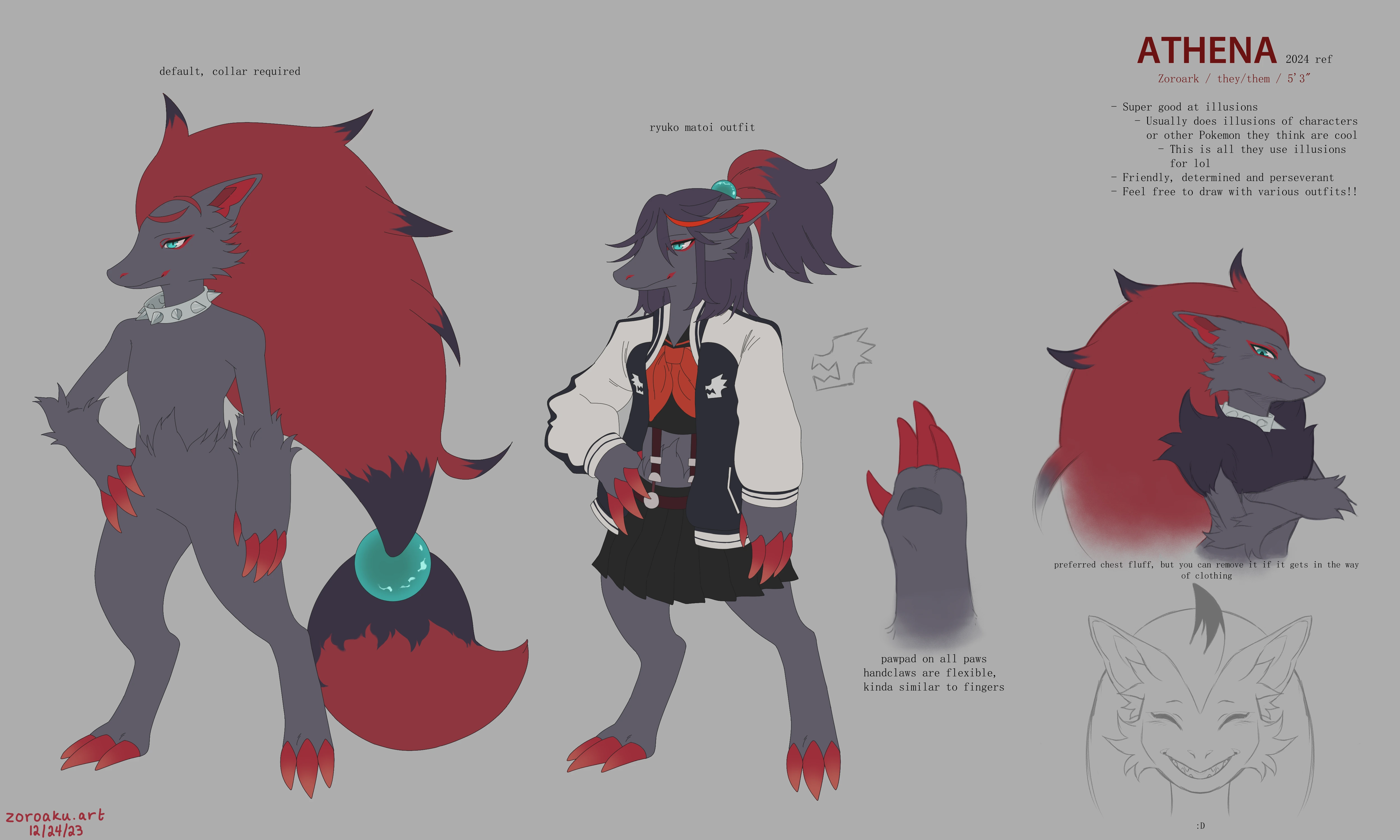 A reference sheet of a Zoroark