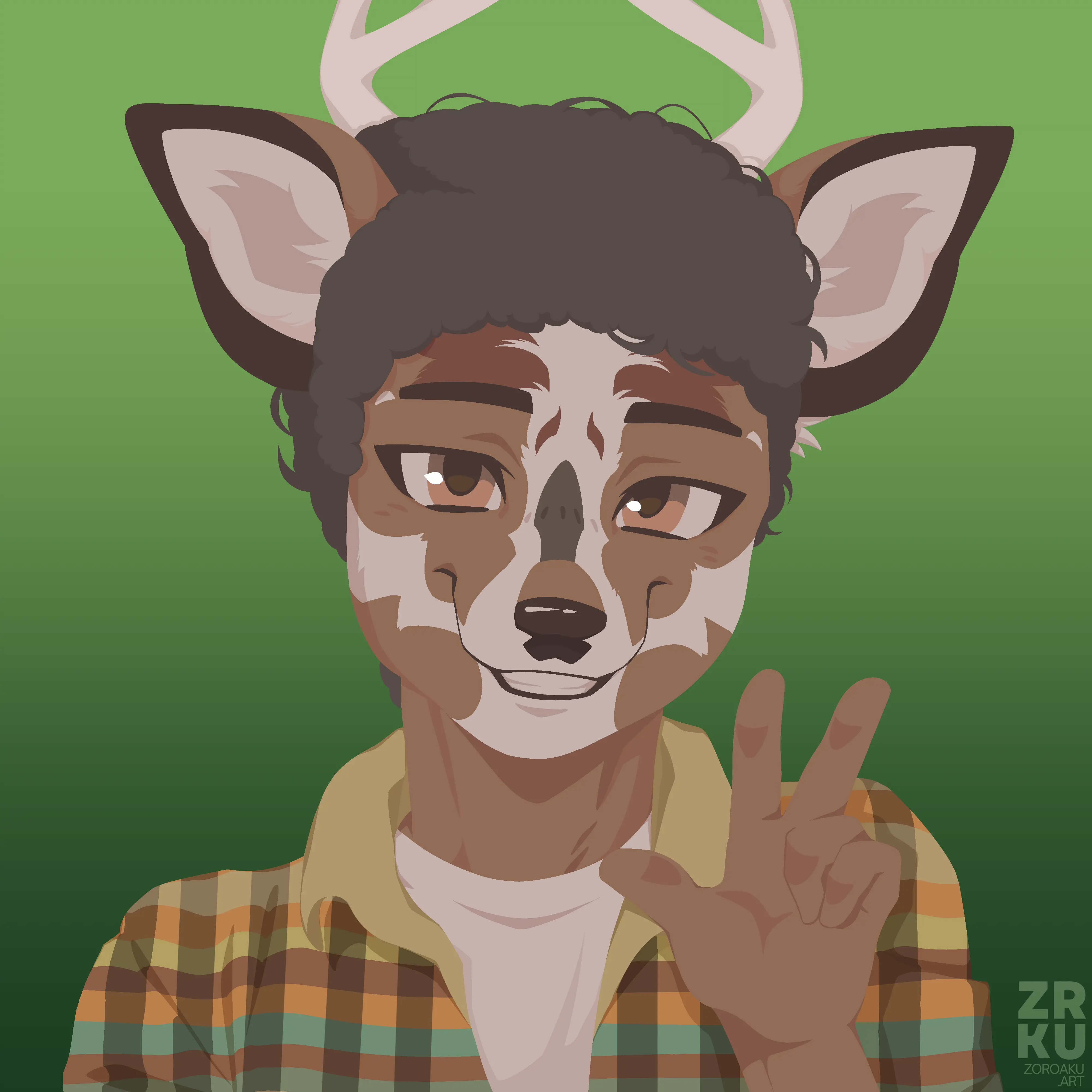 A lineless icon of a deer with a piebald pattern